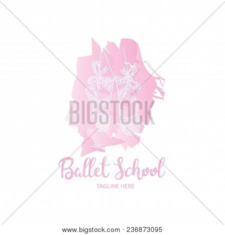 Ballet School Logo With Sketchy Style Shoes Ballerina.