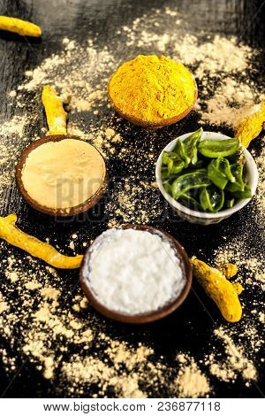 Haldi Ubtan With All Its Ingredients I.e. Aloe Vera Gel,curd Or Yogurt, And Turmeric Removes Acnes A