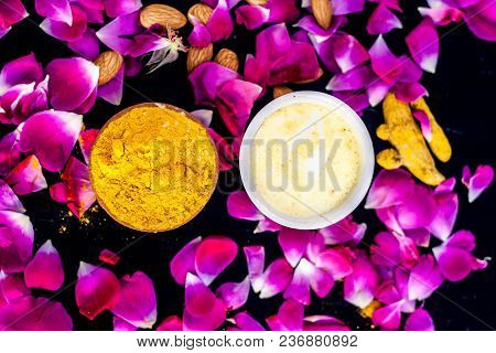 Badam, Haldi & Milk Ubtan Or Ayurvedic Face Mask’s Ingredients With Ready Face Pack Of Almond With T