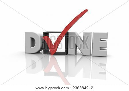Done Complete Finished Check Box Word 3d Illustration