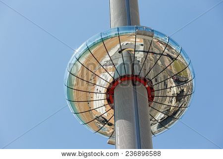Brighton, United Kingdom - August 1, 2017: Tourists Admire The Amazing View Of English Channel From 