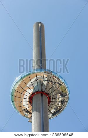 Brighton, United Kingdom - August 1, 2017: Tourists Admire The Amazing View Of English Channel From 