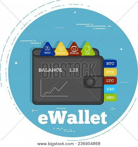 Crypto Currencies Wallet Trendy Concept In Line Art Style. Banking And Finance, Digital Money And Bl