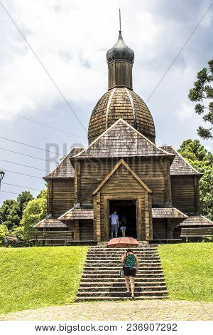 Curitiba, Brazil, December 30, 2017: Ukrainian Catholic Church Is A Tribute To European Immigrants I