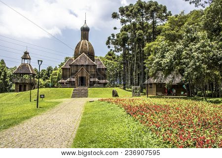 Curitiba, Brazil, December 30, 2017: Ukrainian Catholic Church Is A Tribute To European Immigrants I