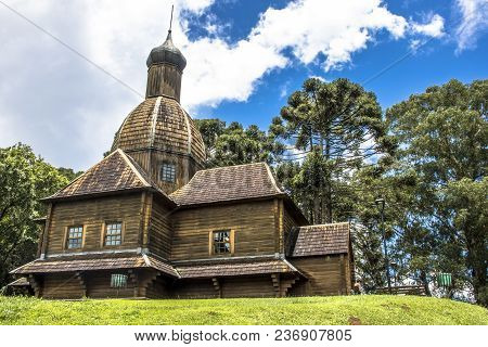 Curitiba, Brazil, December 30, 2017: Ukrainian Catholic Church Is A Tribute To European Immigrants I