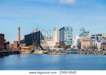 Beautiful Sunny Day In Liverpool, Uk, Different Views Of The Cit