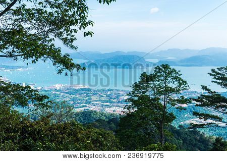 View Of Beautiful Blue Gulf And City On Tropical Island Langkawi, Malaysia