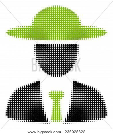 Agronomist Chief Halftone Vector Pictogram. Illustration Style Is Dotted Iconic Agronomist Chief Ico