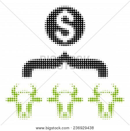Cattle Result Money Halftone Vector Pictogram. Illustration Style Is Dotted Iconic Cattle Result Mon