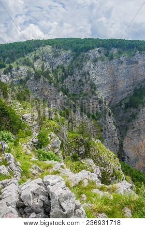 A Steep Mountain Slope With Picturesque Views.
