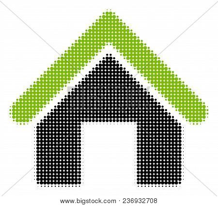 House Halftone Vector Icon. Illustration Style Is Dotted Iconic House Icon Symbol On A White Backgro