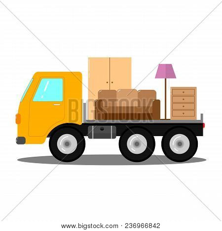 Truck For Transportation Of Things. Moving To A New Home.