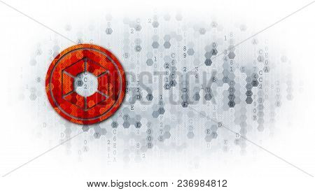 Expanse Digital Currency. Yellow Graphic Symbol On The Light-colored Pixelated Background With Blank