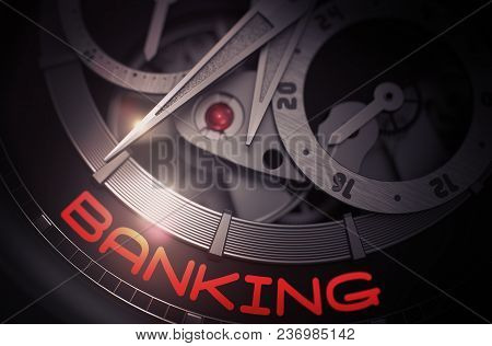 Banking On The Automatic Men Wristwatch, Chronograph Close View. Banking - Black And White Up Close 