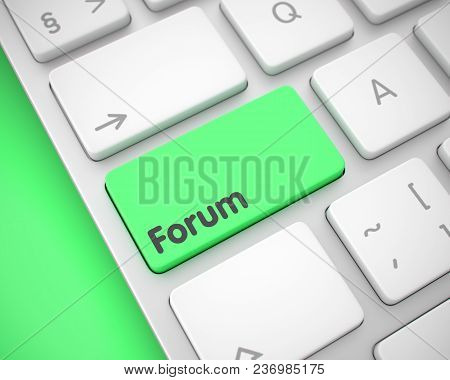 Online Service Concept. Green Button On The Modern Laptop Keyboard. Modernized Keyboard Key Showing 