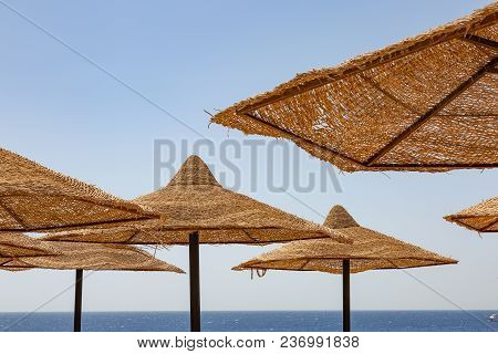 Umbrellas On The Beach At Sharm El Sheikh Beach, Egypt