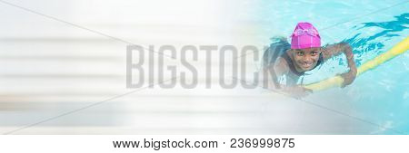 Child in Swimming pool with transition