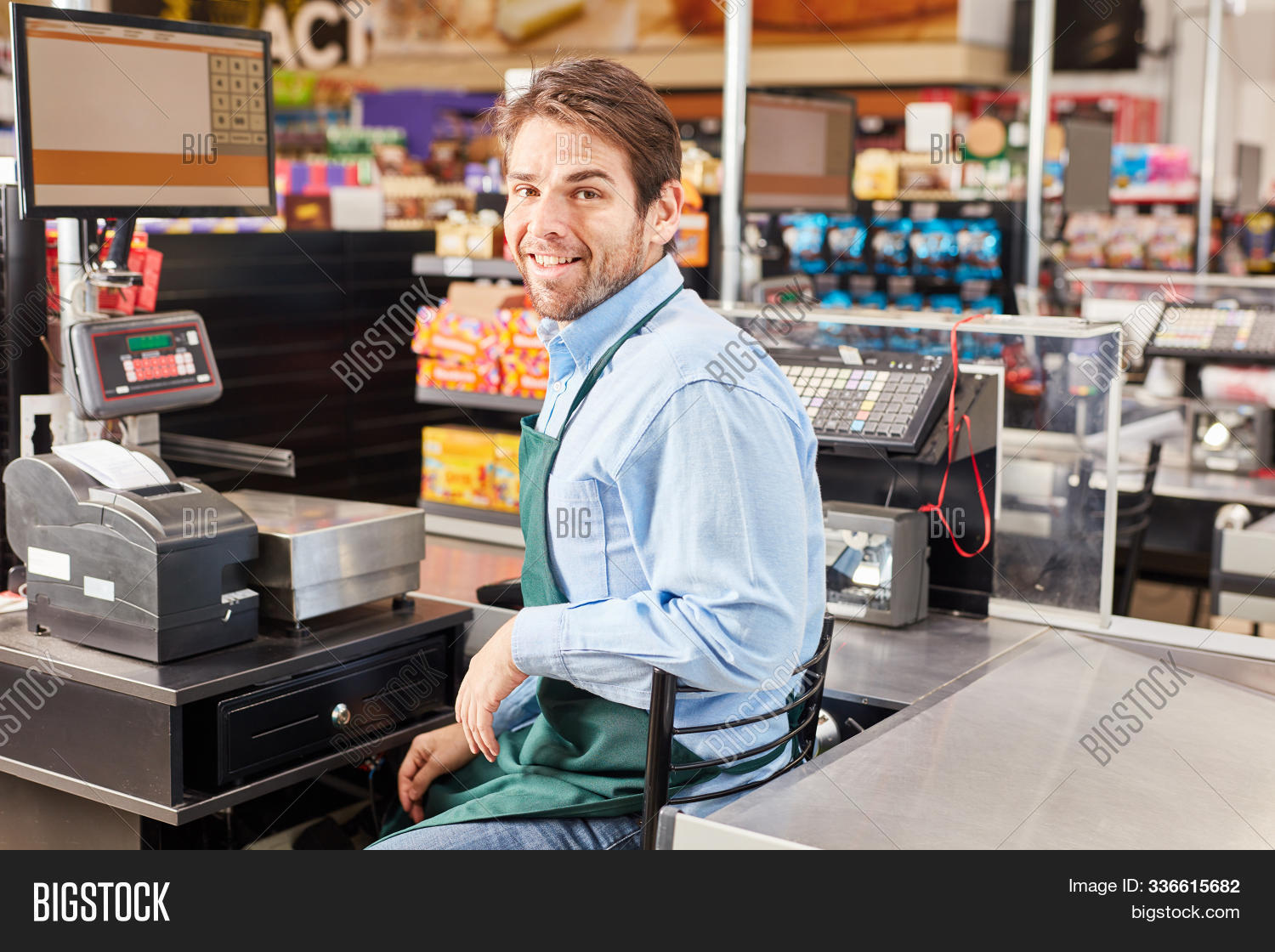 Smiling Man Cashier Image & Photo (Free Trial) Bigstock