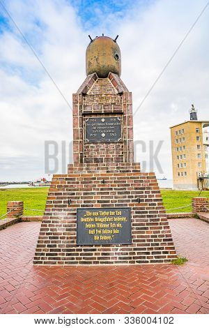 Cuxhaven, Germany - November 10, 2019. Monument To Deminers On The Coast Of Cuxhaven