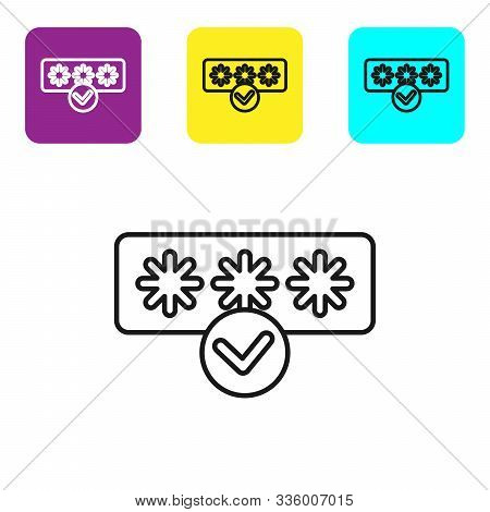Black Line Password Protection And Safety Access Icon Isolated On White Background. Security, Safety