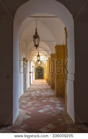 Graz, Austria - October 14, 2019:  Hallway At Eggenberg Palace, The Most Significant Baroque Palace 