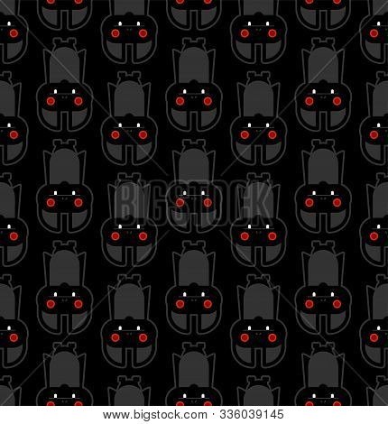 Bat Cartoon Pattern Seamless. Flittermouse Background. Vector Ornament. Rearmouse Texture. Baby Fabr