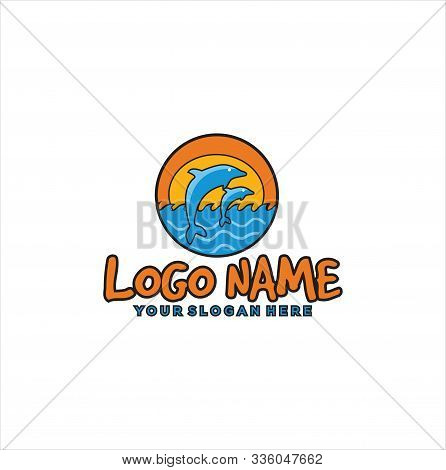 Dolphin Playing  Ball Logo Vector Stock . Dolphin Logo. Dolphin Smart Logo Design