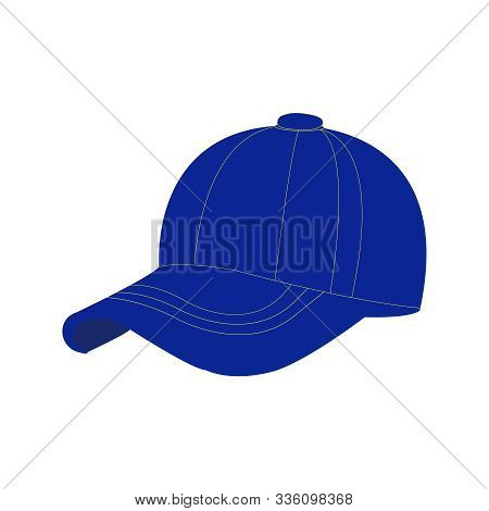 A Navy Blue Baseball Cap On A White Backrop