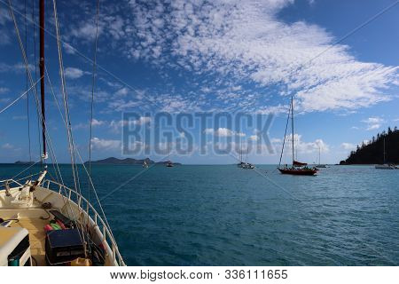 Ocean View From A Deck Of A Vessel Sailing