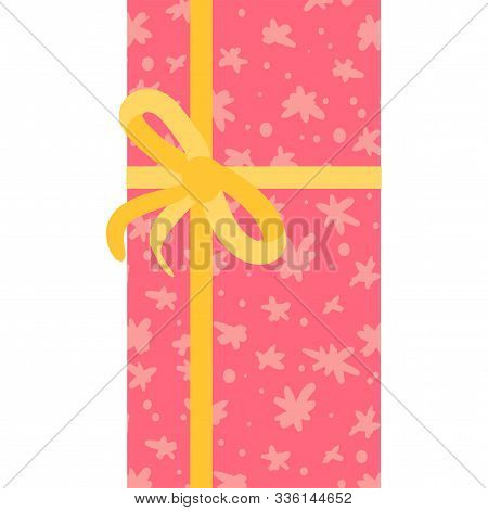 New Year Present Box Flat Vector Illustration