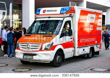 Frankfurt Am Main, Germany - September 17, 2019: Ambulance Car Mercedes-benz Sprinter (w906) In The 