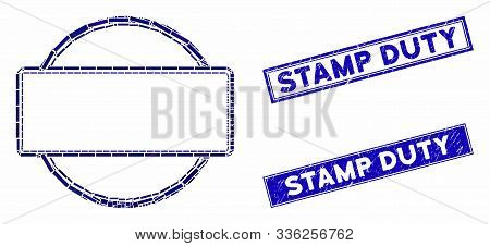 Mosaic Double Round And Rectangle Frame Icon And Rectangle Stamp Duty Seal Stamps. Flat Vector Doubl
