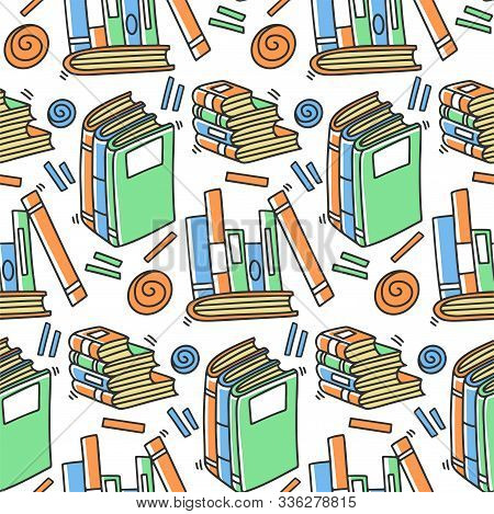 Different Books And Magazines Vector Concept In Doodle And Sketch Style. Hand Drawn Illustration For