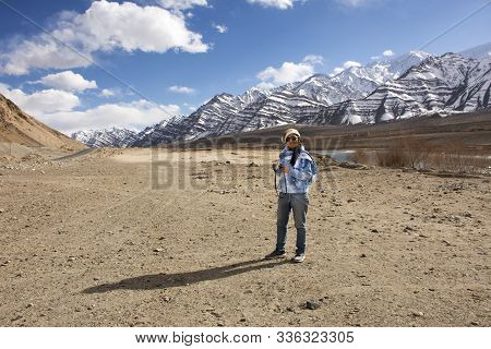 Travelers Thai Woman Travel Visit With Landscape High Range Mountain And Sindhu Or Indus River On Le