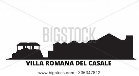 Italy, Villa Romana Del Casale City Skyline Isolated Vector Illustration. Italy, Villa Romana Del Ca