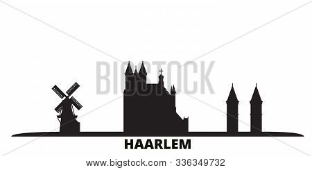 Netherlands, Haarlem City Skyline Isolated Vector Illustration. Netherlands, Haarlem Travel Black Ci