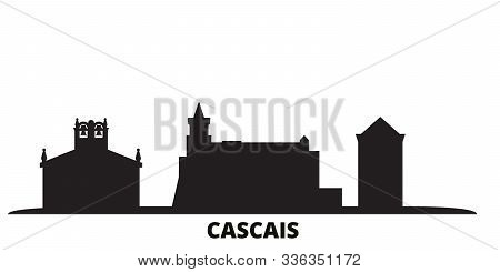 Portugal, Cascais City Skyline Isolated Vector Illustration. Portugal, Cascais Travel Black Cityscap