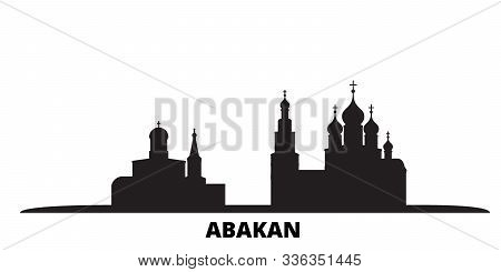 Russia, Abakan City Skyline Isolated Vector Illustration. Russia, Abakan Travel Black Cityscape