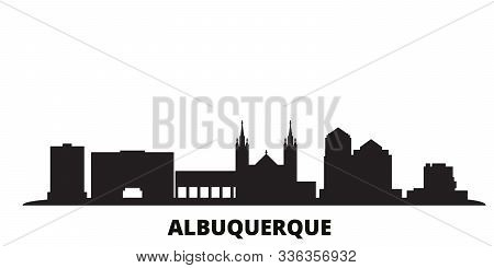 United States, Albuquerque City Skyline Isolated Vector Illustration. United States, Albuquerque Tra