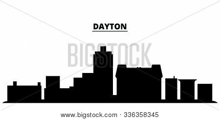 United States, Dayton City City Skyline Isolated Vector Illustration. United States, Dayton City Tra