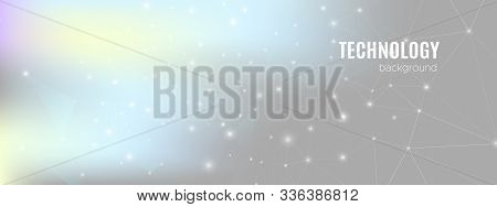 Technology Network. Cosmic Big Data Visualization. Triangular Texture. Magic Futuristic Wallpaper. T
