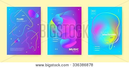 Neon Techno Music Poster. Abstract Gradient Blend. Night Club Festival. Dj Sound. Pink Electro Music
