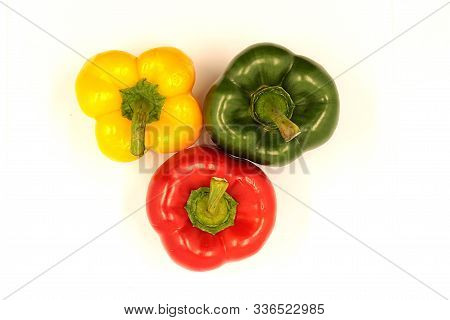Ripe Beautiful Vegetables, Paprika On A White Background