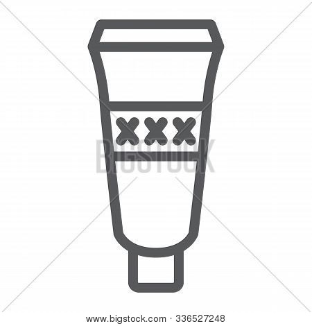 Anal Lubricant Line Icon, Gel And Erotic, Mastrubate Sign, Vector Graphics, A Linear Pattern On A Wh