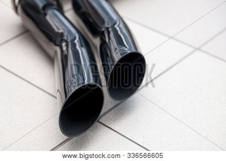 Novosibirsk, Russia - 11.22.2019: Brabus Exhaust System With A Double Black Nozzle On The Pipe To In