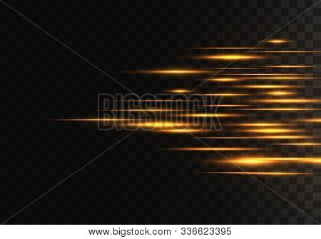 Yellow Horizontal Lens Flares Pack. Laser Beams, Horizontal Light Rays.beautiful Light Flares. Glowi