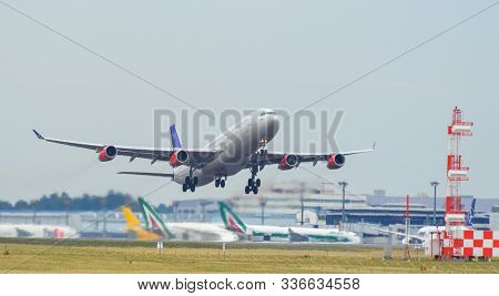 Civil Airplane Taking Off From Tokyo Airport