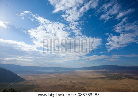 Ngorongoro Crater Aerial View, Tanzania, Africa. Tanzania Landscape