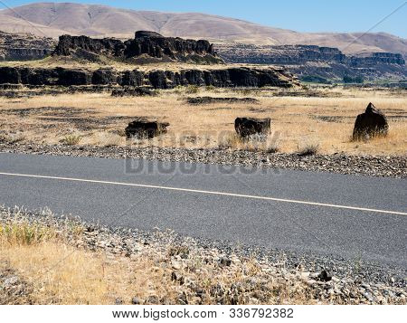 Desert Road In Eastern Washington State, Usa